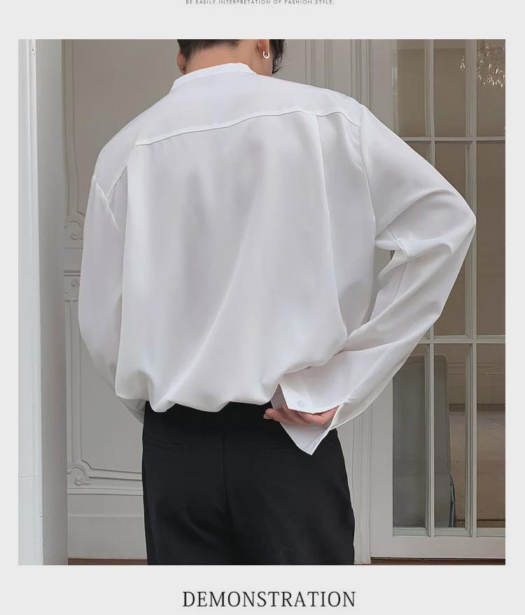 Men's Trendy Autumn Ice Silk Long Sleeve Shirt – Korean Style