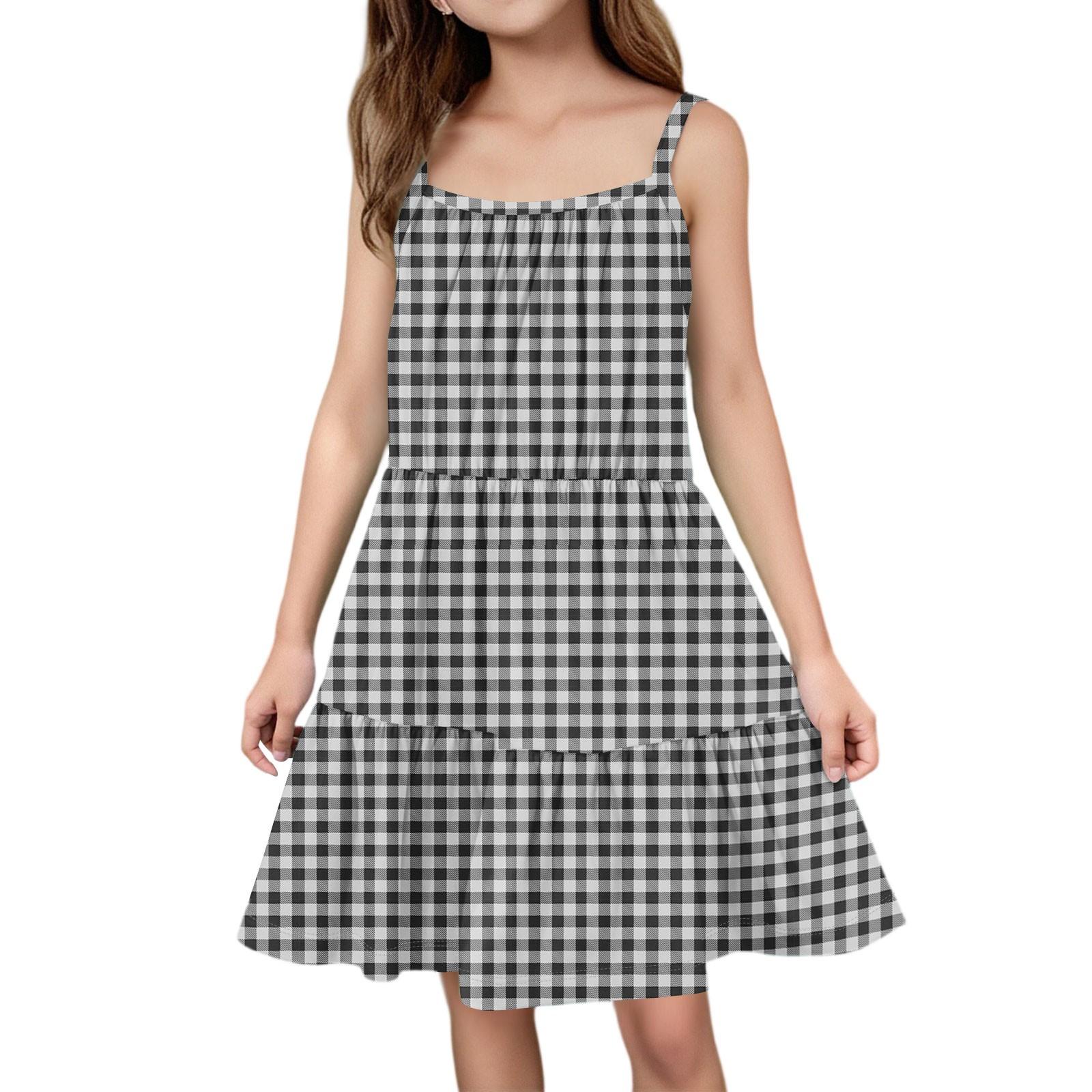 

Детское летнее повседневное модное платье без рукавов с круглым вырезом 140 чёрный