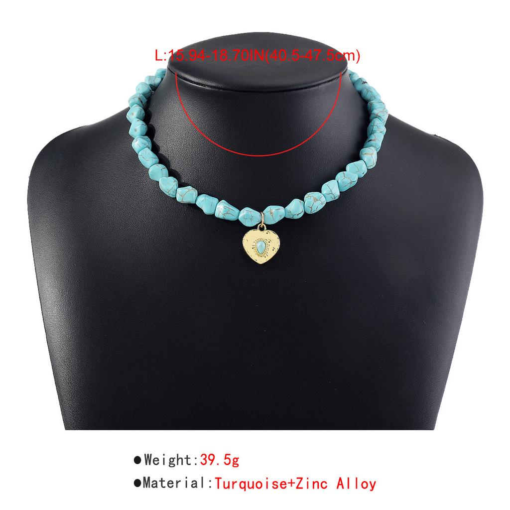 Bohemian Style Evil Eye Turquoise Necklace Irregular Beaded Choker Western Fashion Jewelry For Women Trendy Accessory