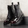 British Style Men Casual Stage Nightclub Dresses Patent Leather Boots Tide Platform Shoes Autumn Winter Boot Cowboy Ankle Botas