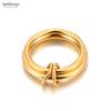 Jeemango Unique Stainless Steel Double Geometric Circle Ring Waterproof 18K Gold Plated Fashion Charm Jewelry For Women R25016