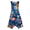 Women's Casual Fashion Round Neck Sleeveless Irregular Hem Floral Print Midi Dress