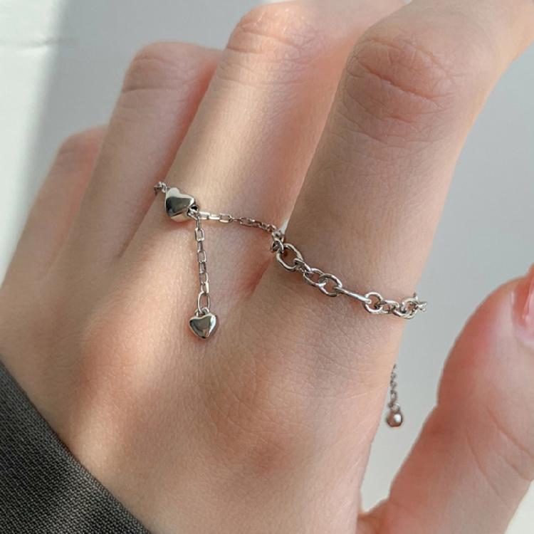 Temperament Silver Color Heart-Shaped Ring Cute Design Jewelry For Women