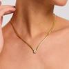 INS Fashion Temperament Water Drop Zircon Flat Snake Chain Necklace Plated with 18K Gold Stainless Steel Waterproof Simple Neck Chain