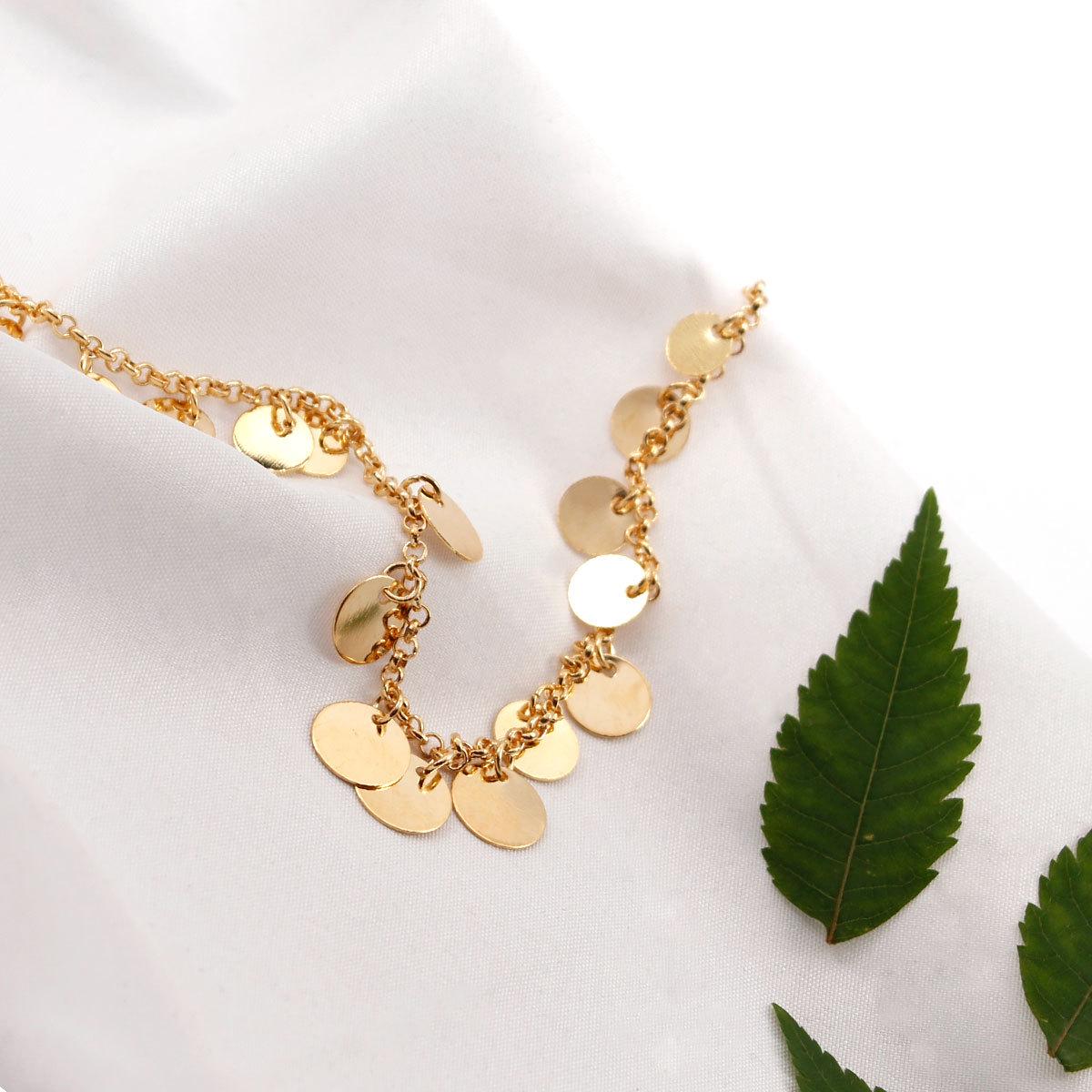 European and American new necklaces, simple metal color round clavicle necklace