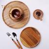 Platou circular decorativ pentru tort și fructe din lemn, tavă de cafea cu margini ridicate, platou de servire pentru bucătărie, pentru petreceri