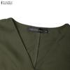 ZANZEA Women Casual V-Neck Solid Color Short Sleeve A-line Dress