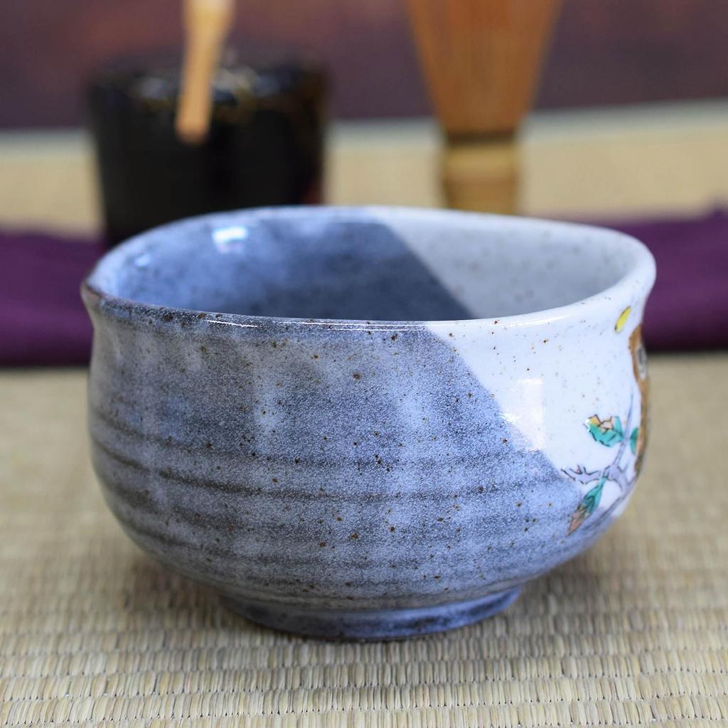 Waza No Kura Stylish Matcha Kutani Owl Premium Tea Ceremony Made In Perfect As a Birthday 60th 70th 77th 88th or Any Other Bowl, Ceramic, Ware,