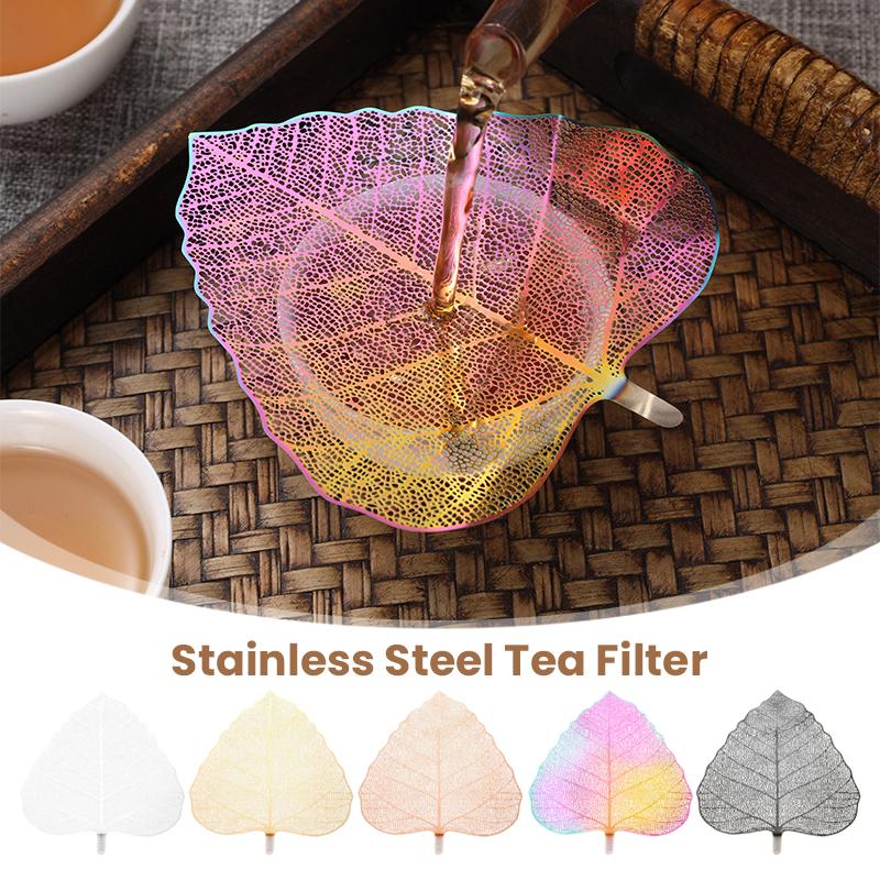 Premium 304 Stainless Steel Tea Infuser Strainer - Decorative Hollow Leaf Design Leak-Proof Mesh Filter for Kung Fu Tea Ceremony