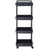 4-Tier Rolling Utility Cart, Kitchen Cart with Lockable Wheels, Multi-Functional Storage Trolley with Handle for Office, Living Room, Kitchen, Movable