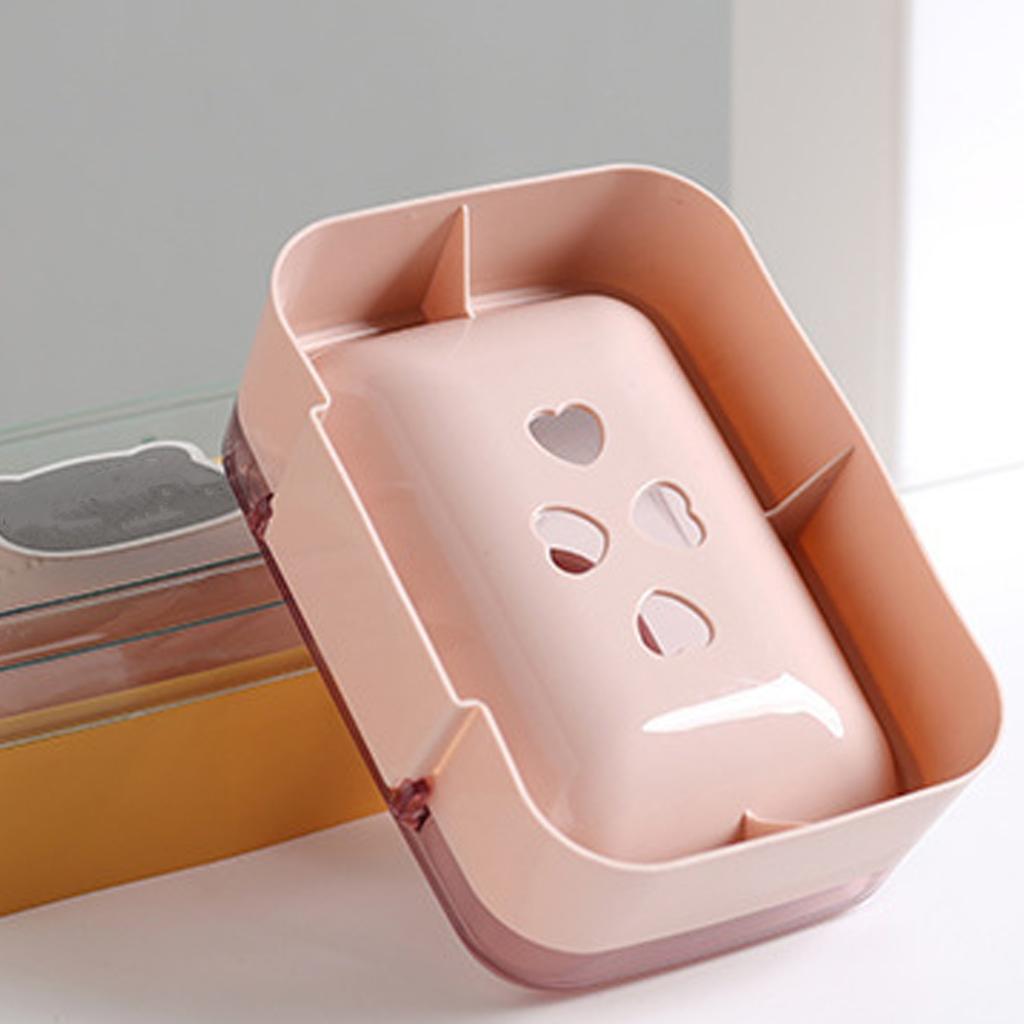 Soap Box Portable Drainable Plastic Soap Holder Container with Cover for Home Dorm Travel