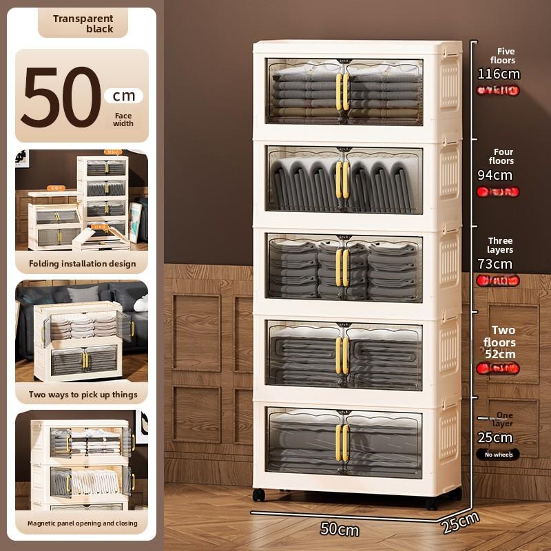 Flip Storage Box Storage Cabinet Foldable Plastic Wardrobe Cross-border Clothes Organizing Box Home Bedroom Locker
