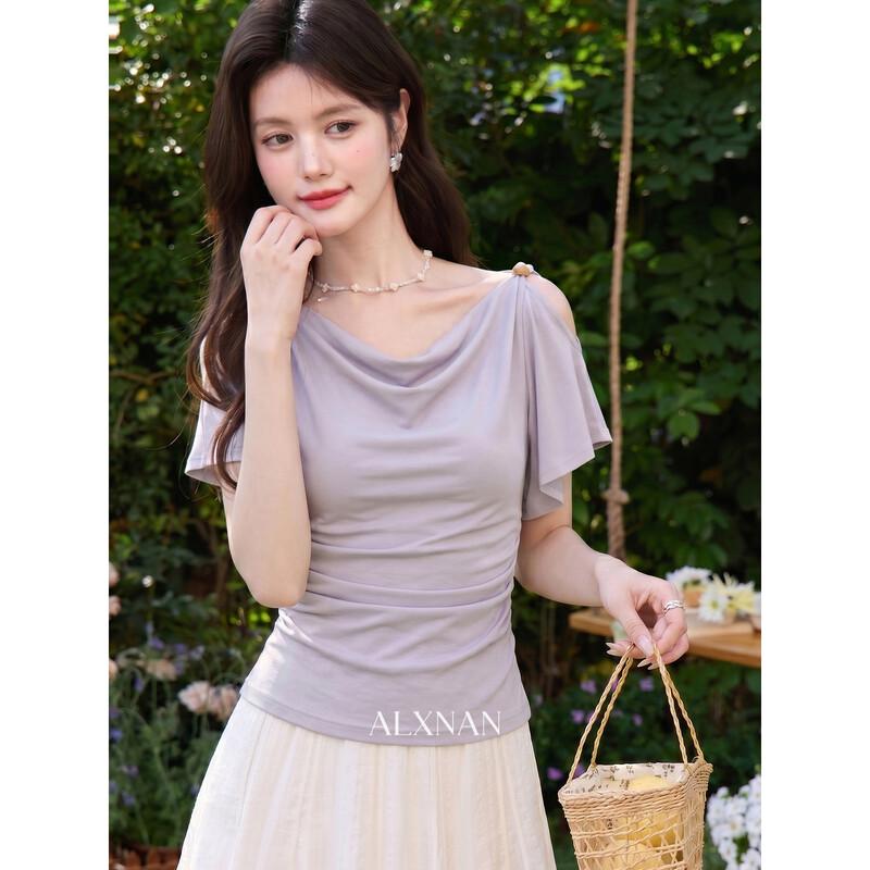 Women s Purple Cowl Neck Slim-Fit T-Shirt M