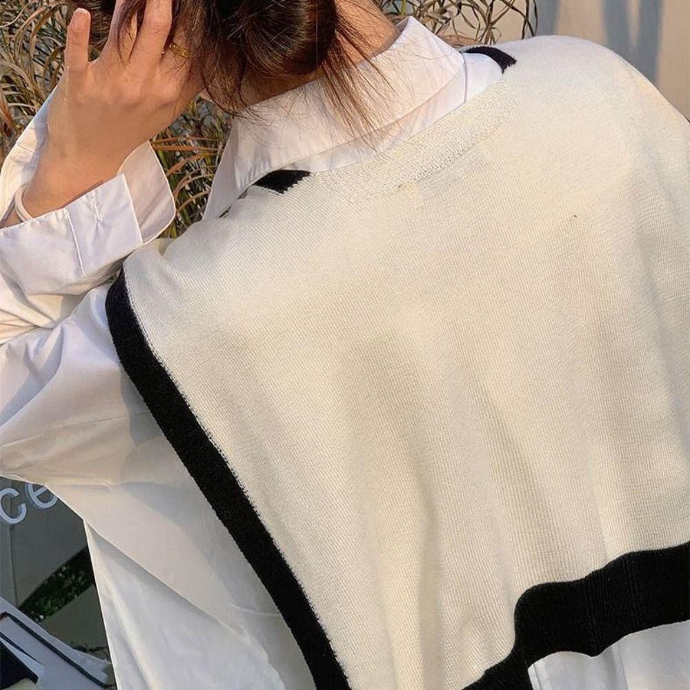 Striped Fake Collar Fiber Detachable Collar New Knitted Shawl  Unisex