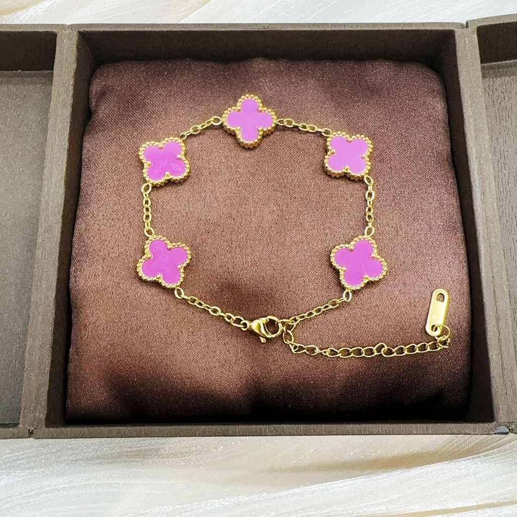 Fashion Titanium Steel Four-Leaf Clover Bracelet Women Do Not Lose Color Luxury High-Grade Hand Jewelry
