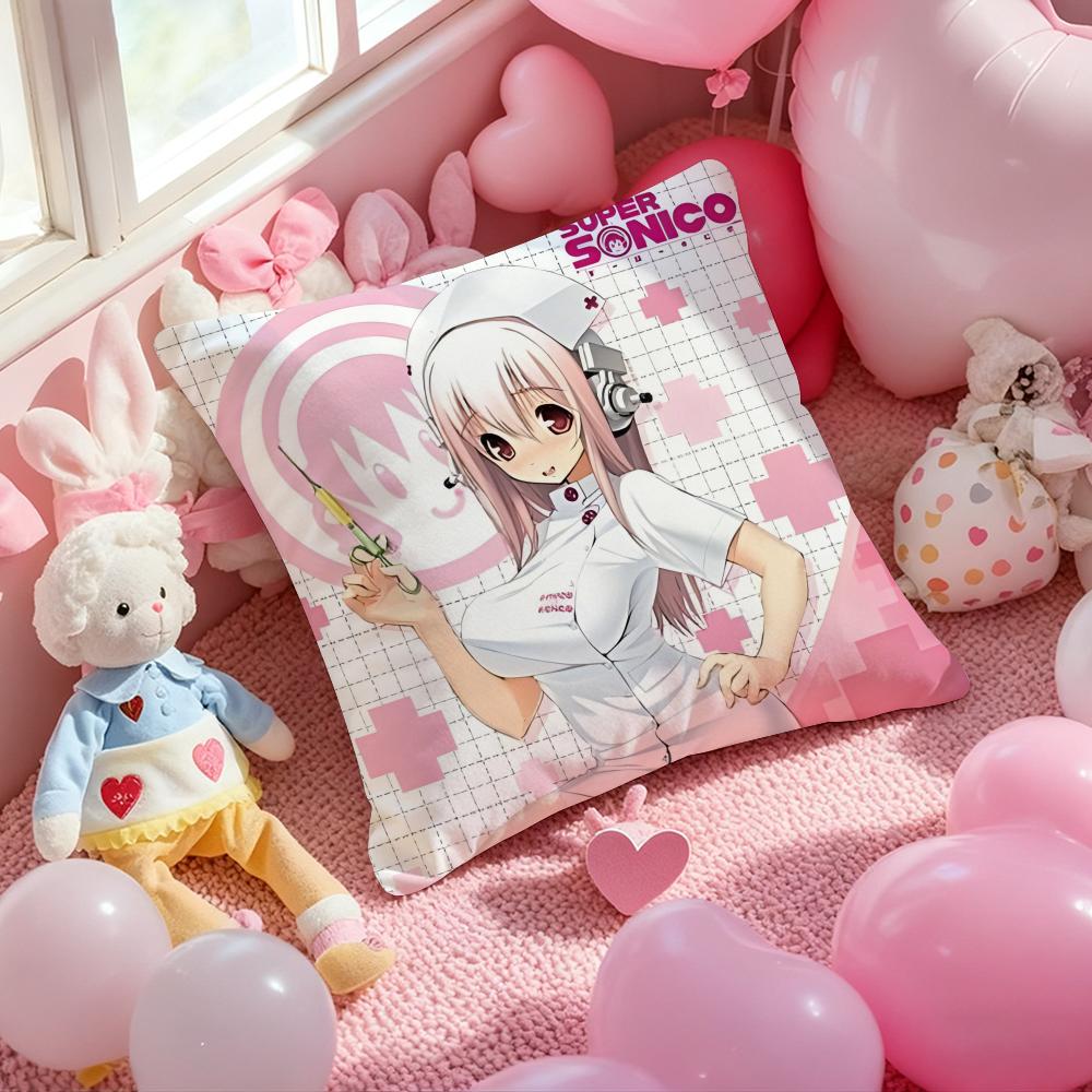 Anime Super Sonico Manga Classic Cushion Cover Pattern Printed Pillowcase for Living Room Sofa Cushion Cover & Bedroom Decor