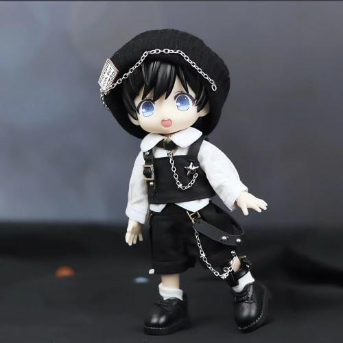 Obitsu 11 Clothes OB11 Clothes [Cool Boy Suit + Shoes] for 11cm Body OB11/12min/Nendoroid Doll/UF Fit Nendoroid Doll Clothes 4-Piece Set 1 Color Boy/G