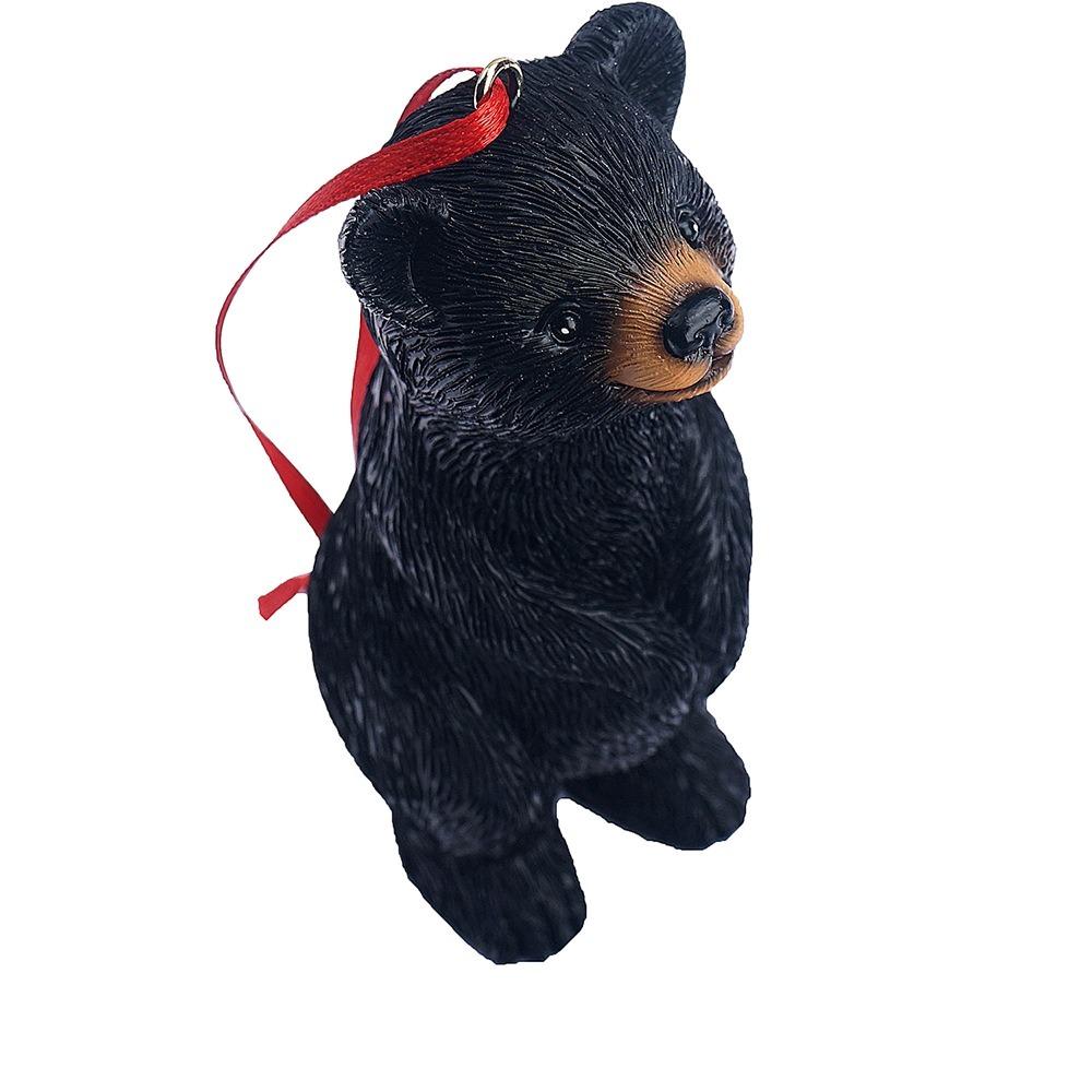 Resin Crafts Christmas Tree Pendant Cartoon Animals Mini Bear Statue Wreath  Room Decoration