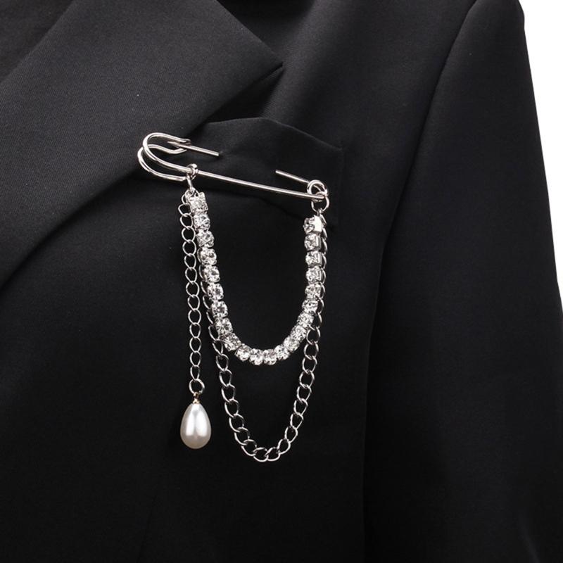 Novelty Lapel Pin Pearls Rhinestones Crystal Lapel Pin Jewelry Brooch Photo Props Delicate Crystal Brooch Pin Brooch