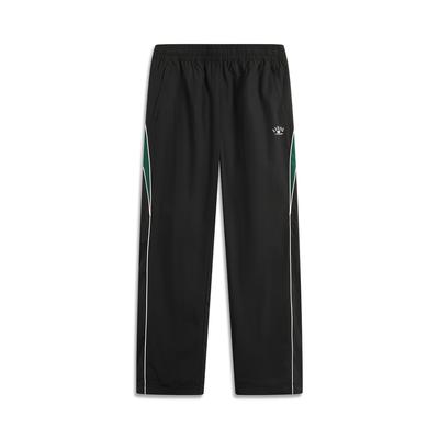 Li Ning Sports Lifestyle Series Loose Mid Waist Straight Leg Casual Pants Men Bottoms Black Lush-Green AYKU747-6