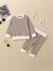 Set T-shirt a maniche lunghe a righe multicolore unisex e pantaloni per neonato/bambino YT2407