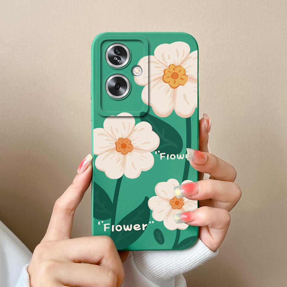 Case For OPPO A79 A2 5G Flower Soft Liquid Silicone Camera Lens Protection Phone Shockproof Back Cover For OPPO A79 A2 Funda