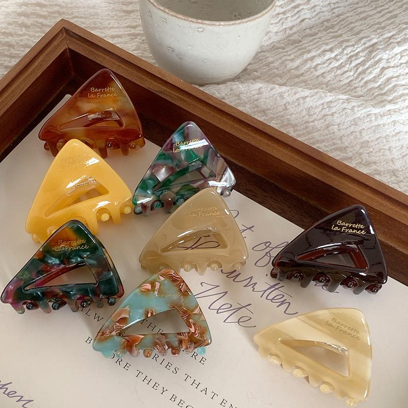 Korean New Fashion 2.5cm Mini Triangle Hollow Colorful Hair Clip Simple Advanced Acetic Acid Shark Clip Hair Accessories