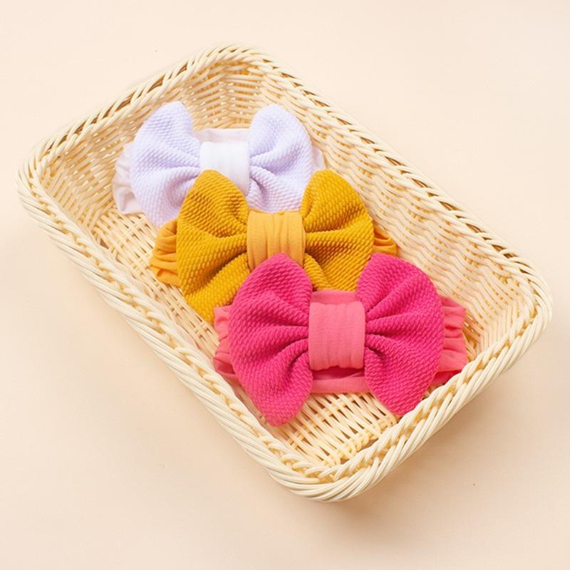 New children's threaded headgear, baby candy-colored nylon bow headscarf, summer baby headband