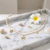 Bohemian Conch Beaded Waist Chain for Women Double Layer Imitation Pearl Starfish Shell Pendant Belly Chain Beach Bikini Jewelry