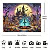 A Halloween Town Photography Background  Mysterious Gothic Architecture and Glowing Pumpkins  Full Moon