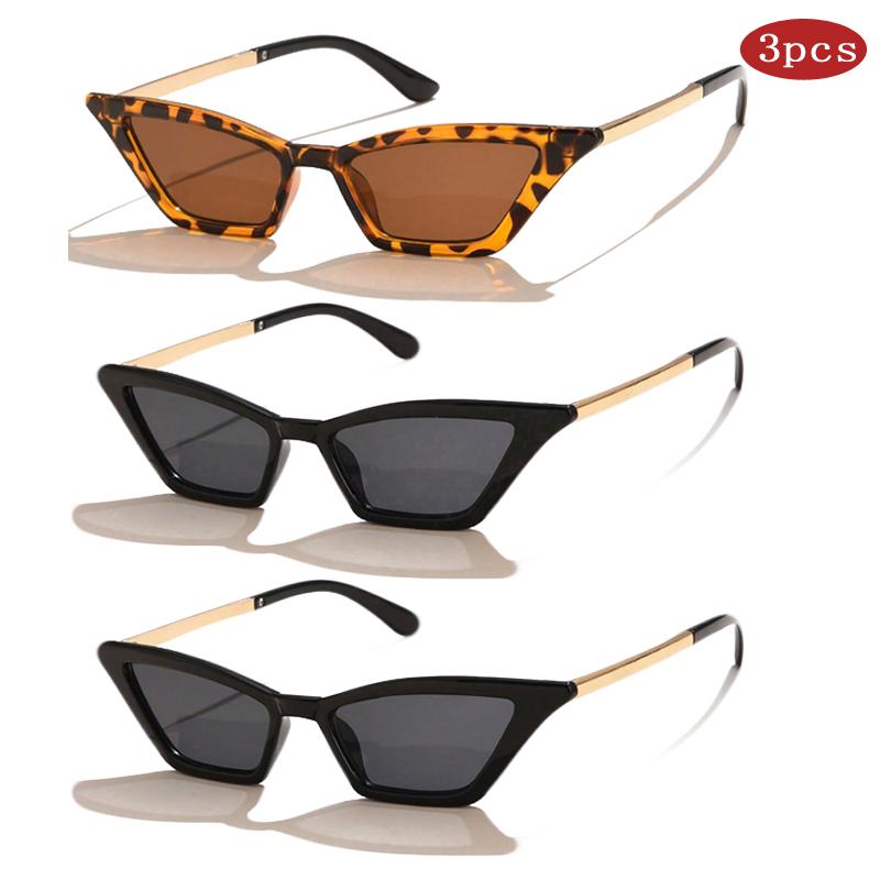 1/3pcs Ladies Triangle Cat Eye Sunglasses Luxury Women Small Cat Eye Sun Glasses Metal Design Anti-UV Outdoor Driving Eyewear