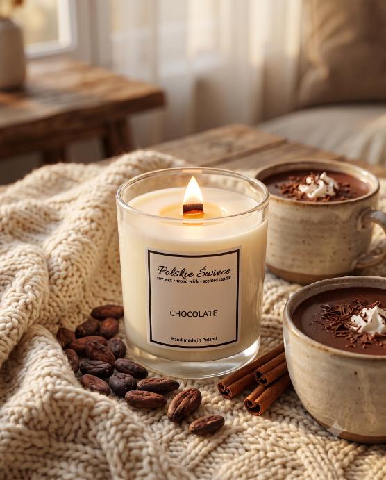soy candle with a wooden wick + CHOCOLATE