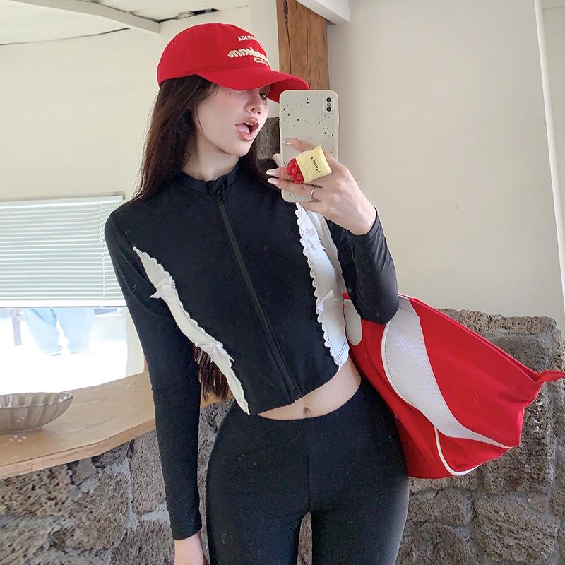 

Корейский спортивный быстросохнущий облегающий купальник-четверка для женщин Large