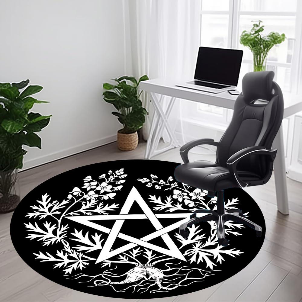 1PCPentacle Roots Office Round Area Rug, Mat Suitable For Office, Under Office Chairs Bedroom Living Room Home Decor, Room Deco