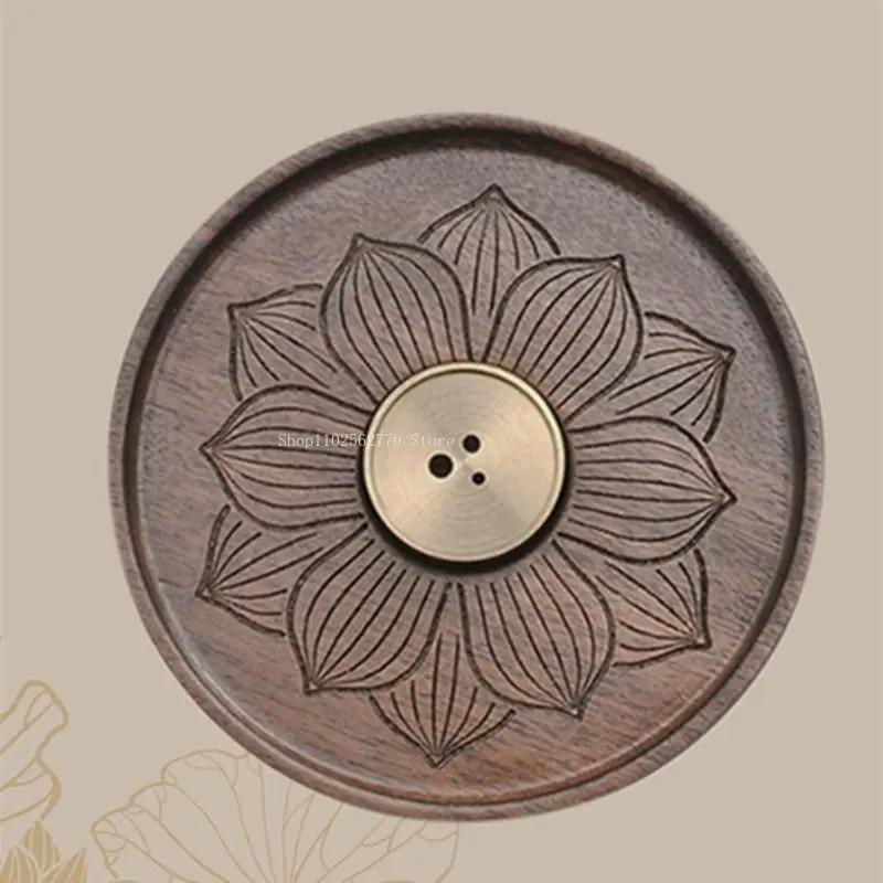 Creative Antique Solid Wood Incense Holder Modern Simplicity Household Desktop Decoration Indoor Pure Copper Line Incense Burner