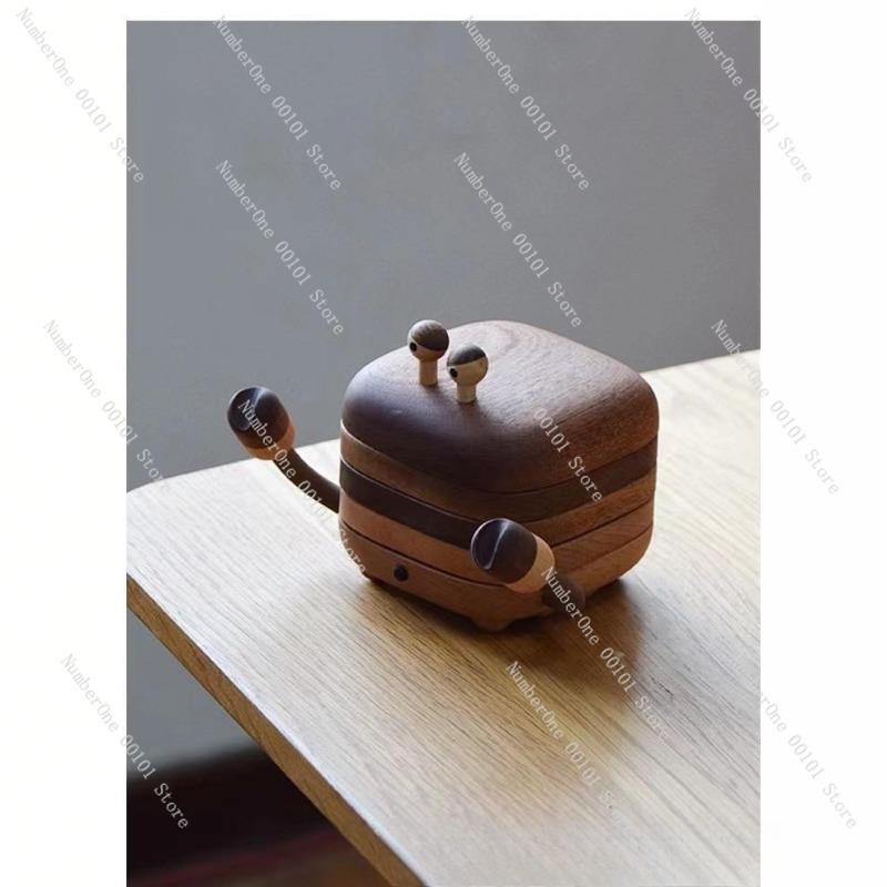 Wooden Magnetic Crab Coaster Set,Solid Wood Heat-Resistant Tea Coasters,Cute Creative Home Decoration for Tea Ceremony Dining