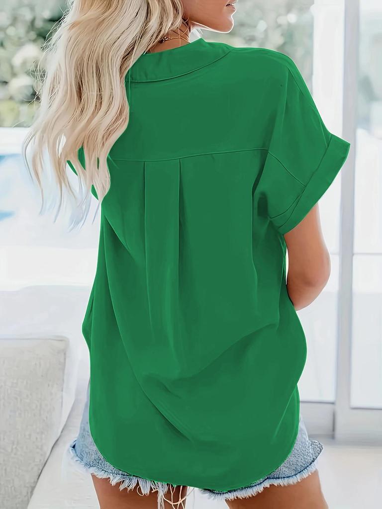 Women's 2025 Summer Exclusive Short-Sleeve Lapel Button-Down Shirt