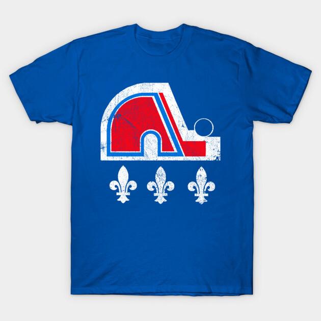 Asian Size Cotton Unisex Tshirt Print T-shirt Quebec Nordiques -- 90S Hockey Team T-shirt No-Cut Print Regular Fit
