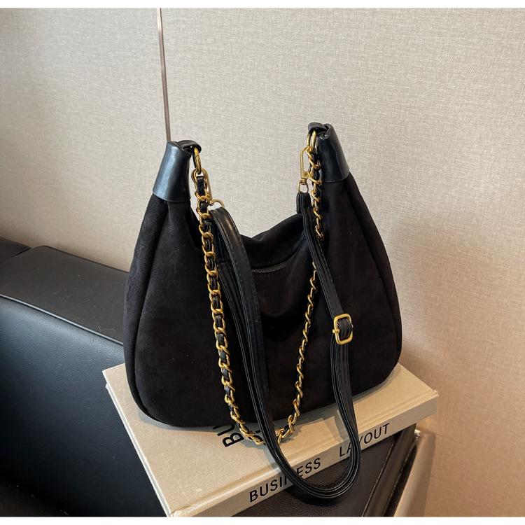 

Сумка в стиле ретро для женщин, большая вместимость, новинка 2024 года, сумка через плечо, сумка-мессенджер на цепочке, сумка для пельменей чёрный