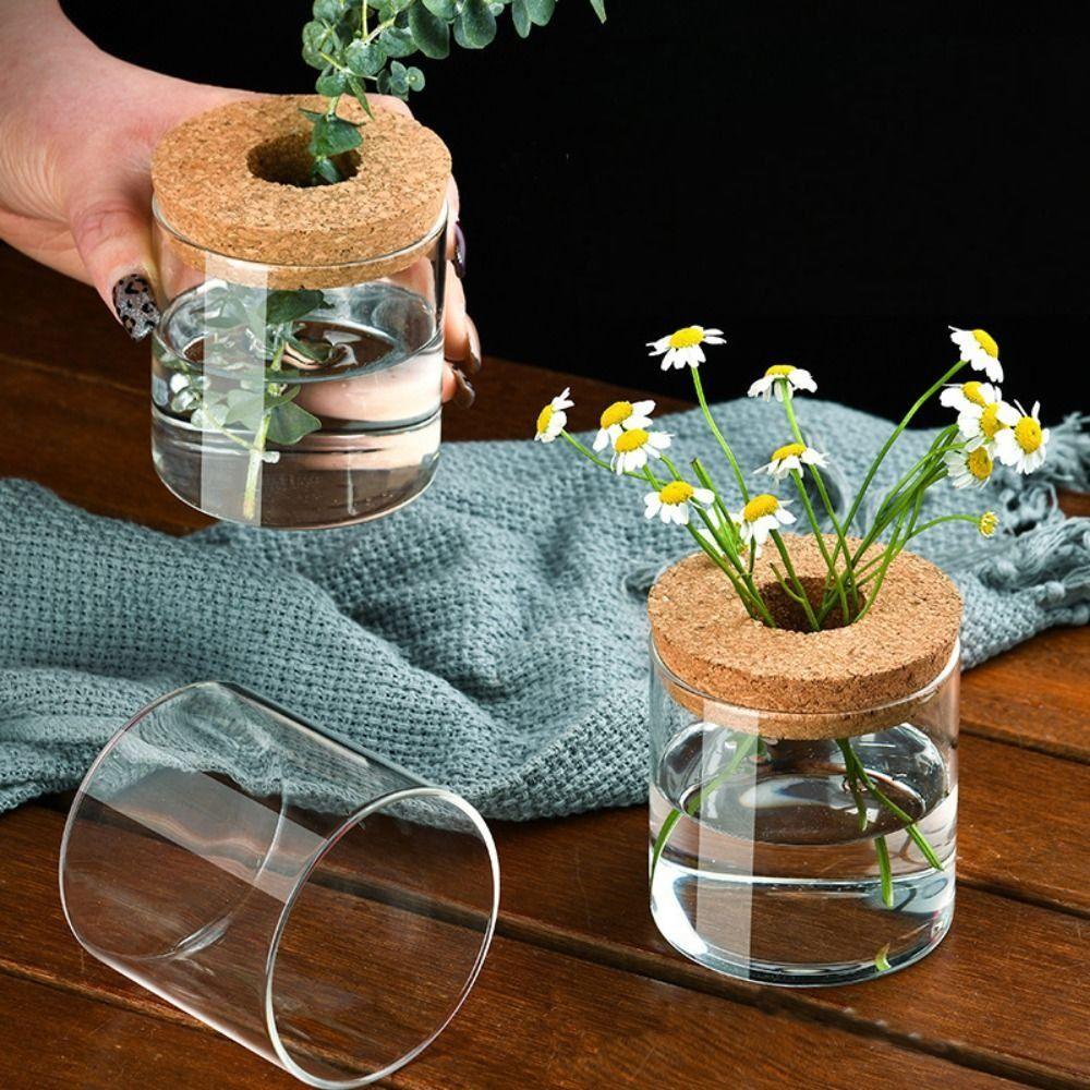 Transparent Hydroponic Plants Flower Pot Thickened Round Transparent Glass Pots Glass Mini Ecological Glass Vase Gardening