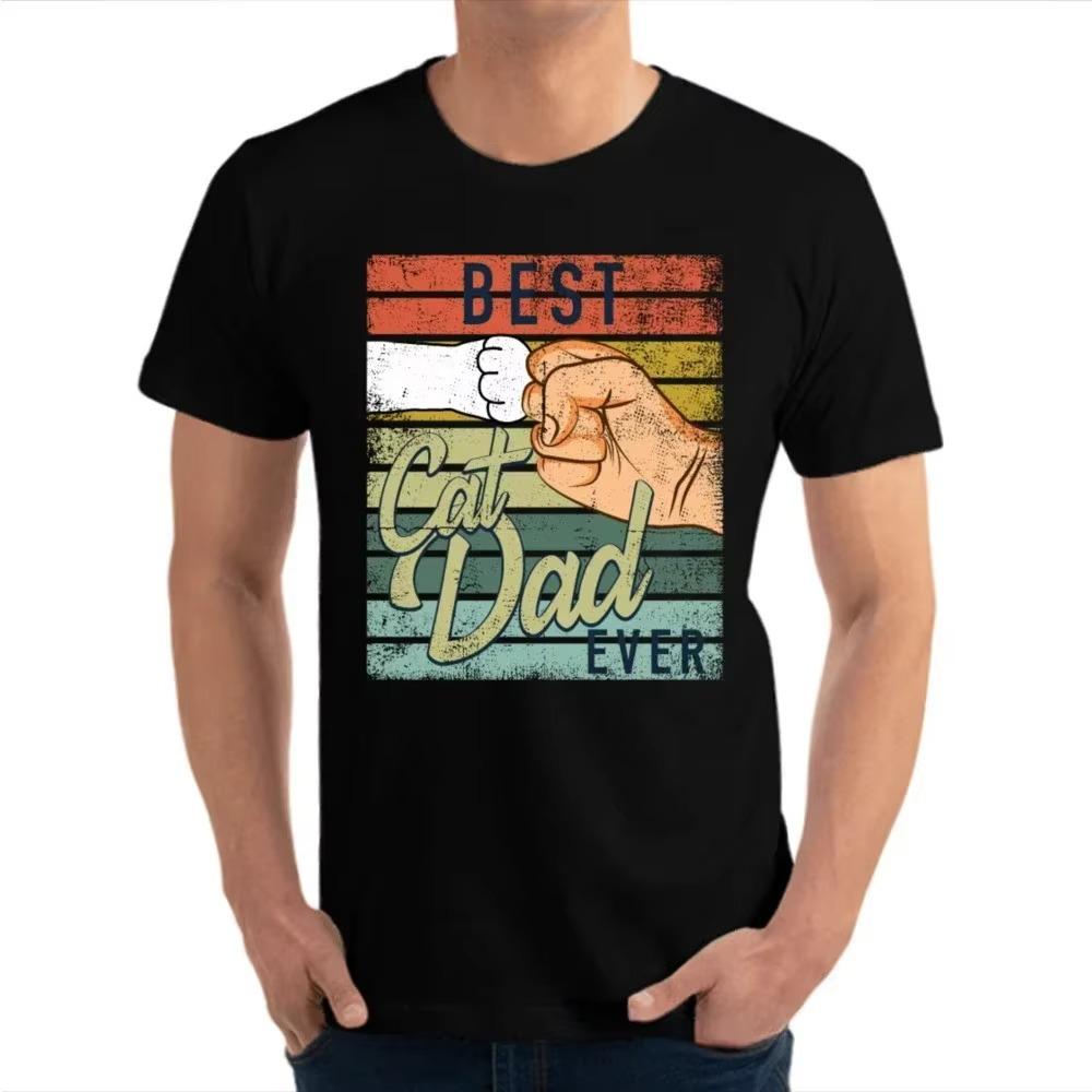 

Мужская футболка Харадзюку с графикой Лучший папа-кот на свете Папа Ретро Футболка Любитель Отец Камиса Смешной День рождения XXXXXL чёрный