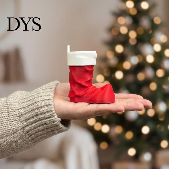 Miniature Stocking Display 3D Printed Christmas Ornament, Red and White Seasonal Shelf Ornament Desktop Decoration for Holiday Home Mantelpiece
