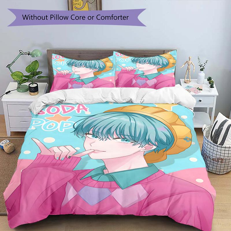 3pcs KPop Demon Hunters SAJA BOYS2 Design Cover Set - HD Printed Bedding with 1 Cover and 2 Pillowcases - Perfect for Home and Dorm Decor