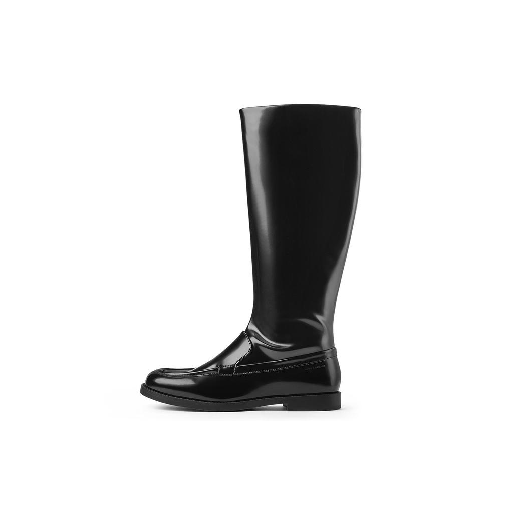 Charles & Keith Simple British Style Flat Wide Calf Long Boots Women boots Black CK1-90280076