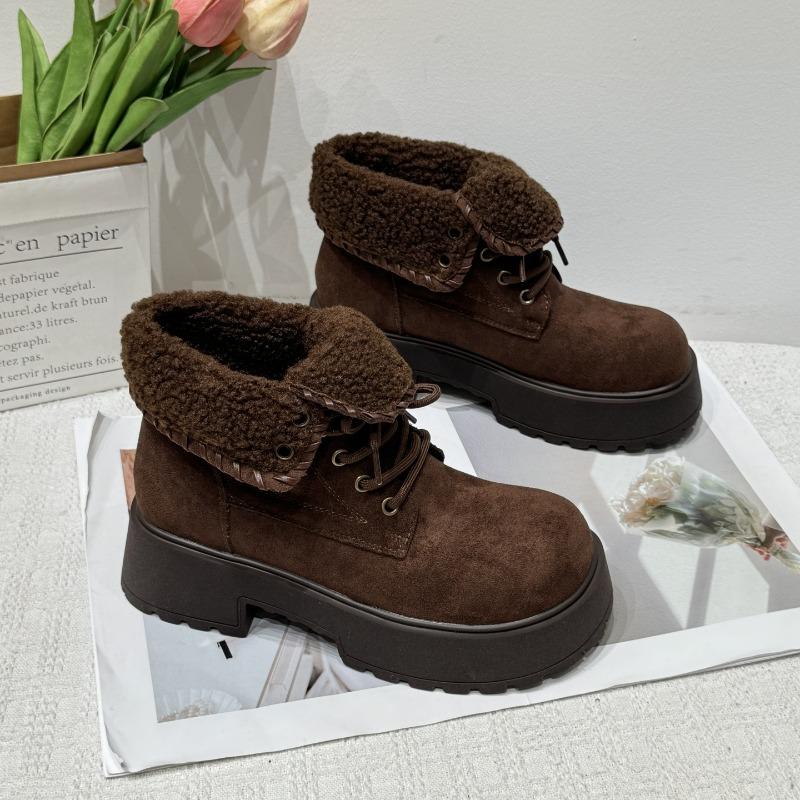 

Vintage fleece thickened warm snow boots women s new winter versatile platform heightened casual cotton shoes booties 39