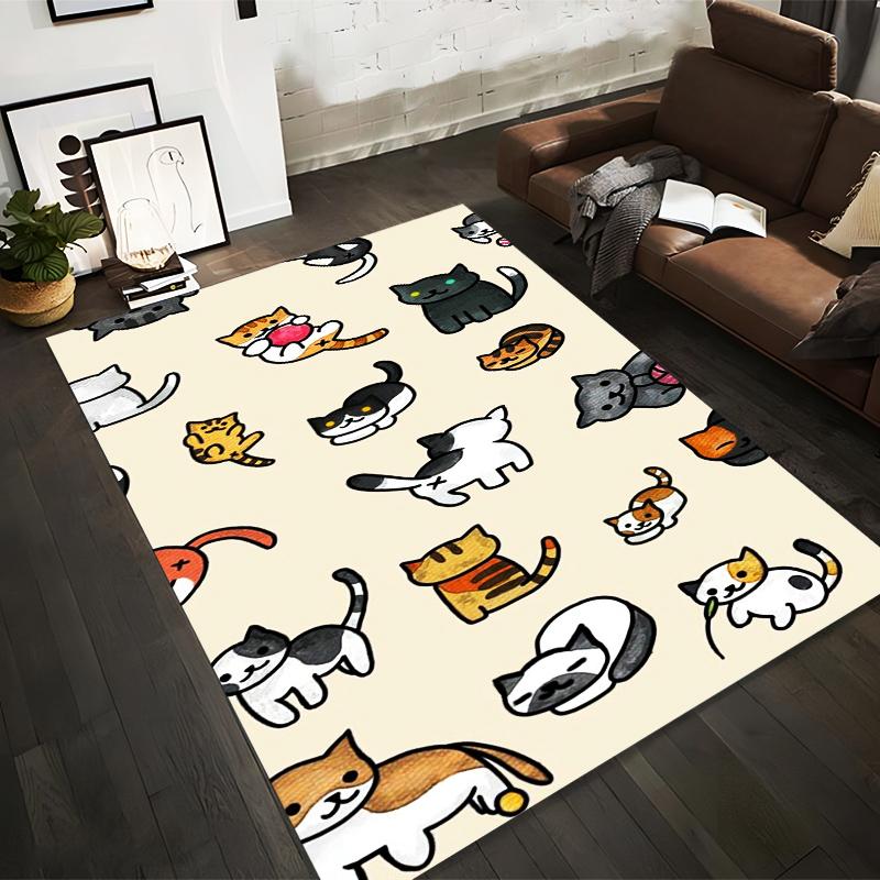 

Adorable Cartoon Cats Pattern Carpet Cute Playful Design on Beige Background Suitable for use as an anti-slip for room and bedroom sofas 40x60cm( 15x23in )