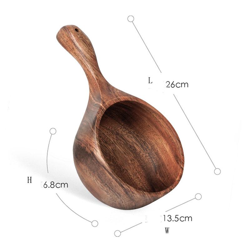 

Wooden Bowl Handmade Multi-Use Salad Bowl Fruit Plate Oatmeal Bowl With Handle Ramen Noodles Serving Bowl