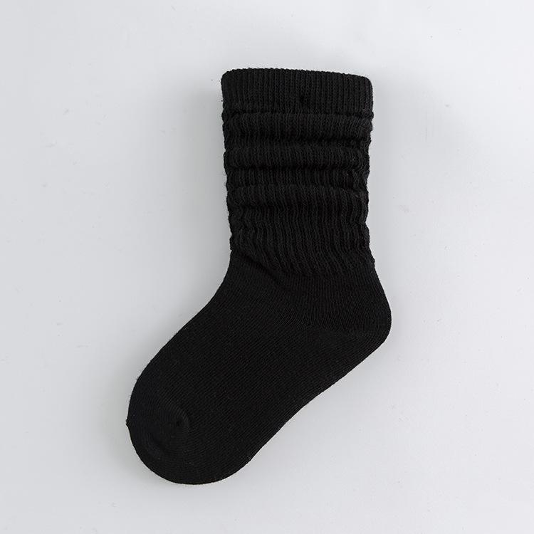 Autumn Winter Children Knee High Long Soft Cotton Socks Kids Solid Candy Color White Folds Stockings for 0-8Y Girls Boy Clothing