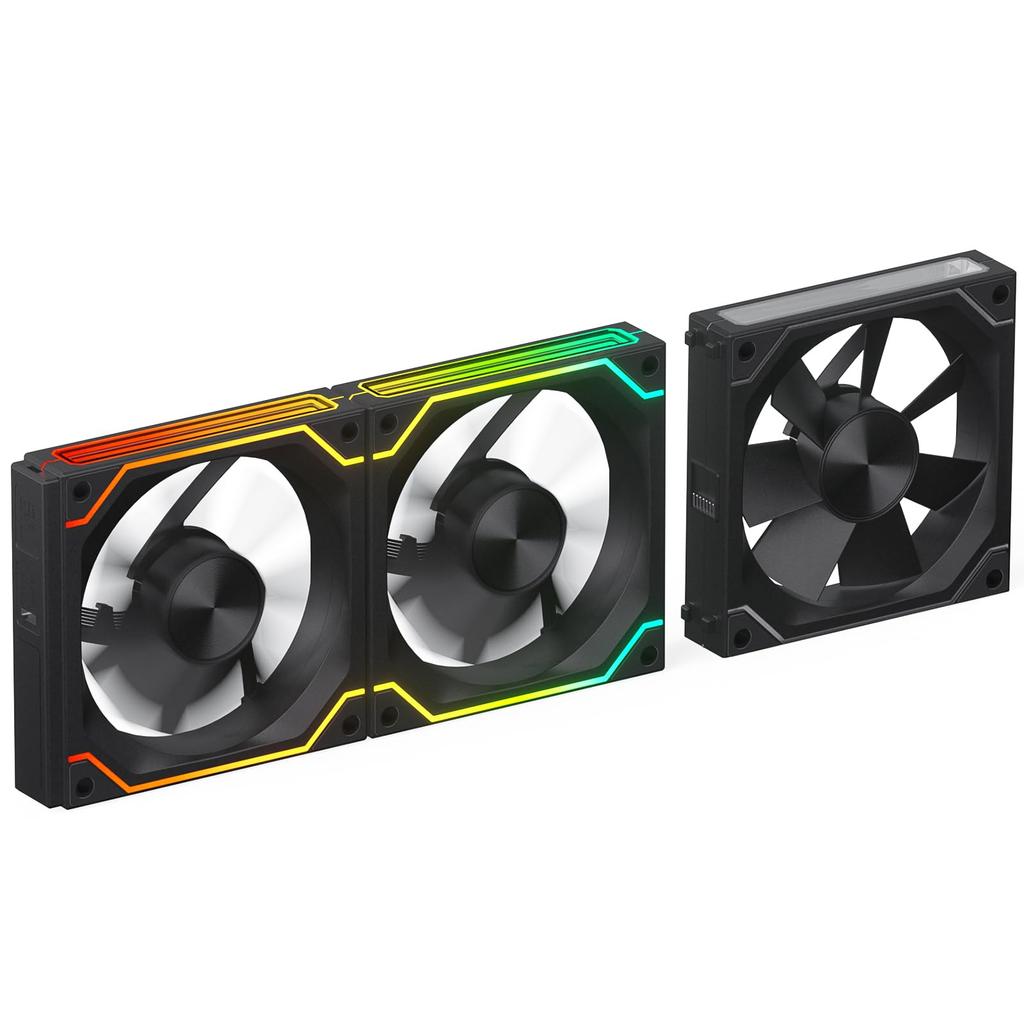 LTC CF-122D 120mm PC Case Fan, Daisy Chain Connection, Reversible Airflow, 2000RPM, Infinity Mirror ARGB Lighting, HDB Bearing PWM Computer Case