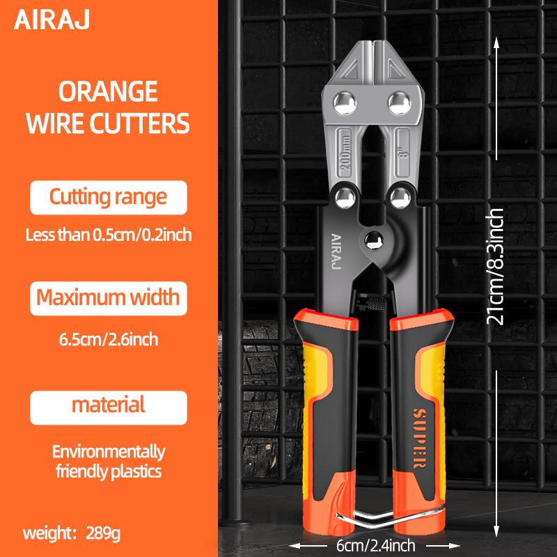AIRAJ 8 Zoll Kraftsparende Drahtschneidezange Hochleistungs-Stahlstabschneidezange Elektriker Professionelles Langlebiges Hardware-Werkzeug